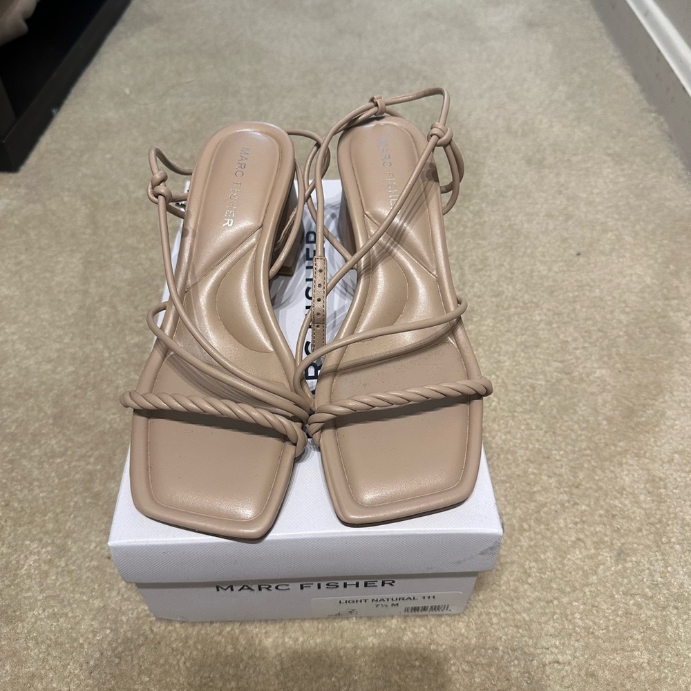 Marc Fisher Women's Tan Strappy block heel